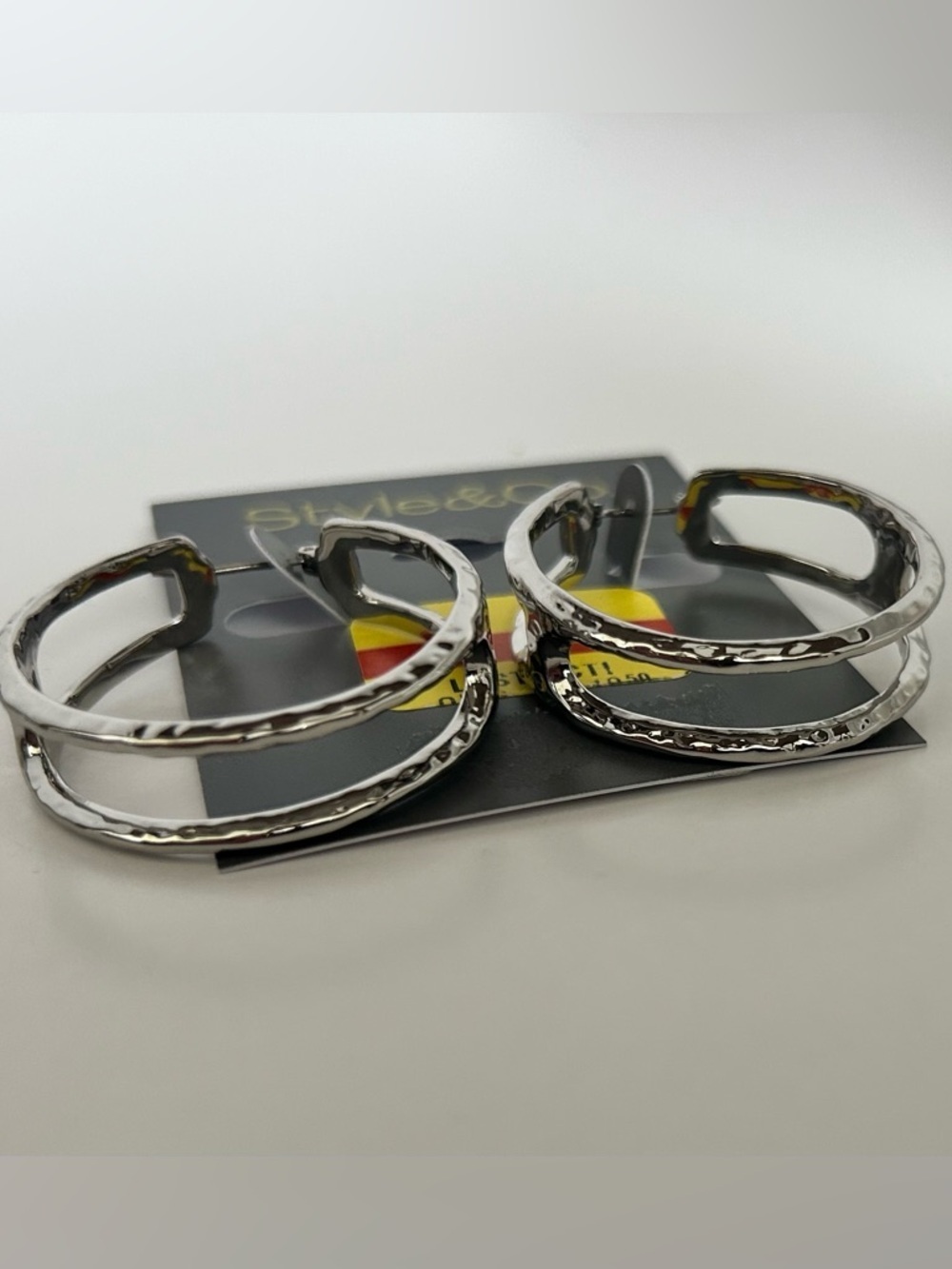 Style & Co. Silver Textured Hoop Earrings - Picture 6 of 7
